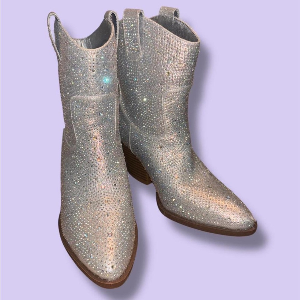 Zara Silver Ankle Boots with Shimmer Finish